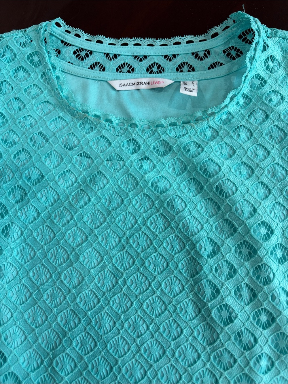 Isaac Mizrahi Teal Crochet Lace Dress